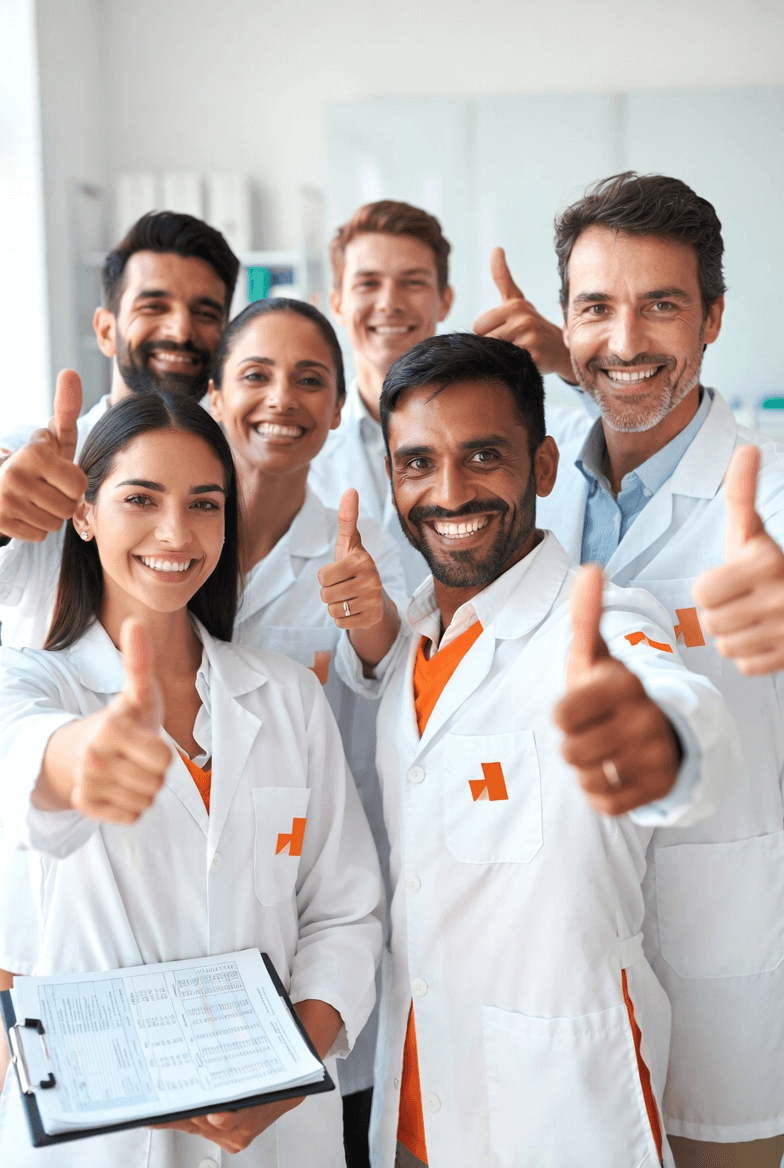 Veterinários fazendo sinal de positivo