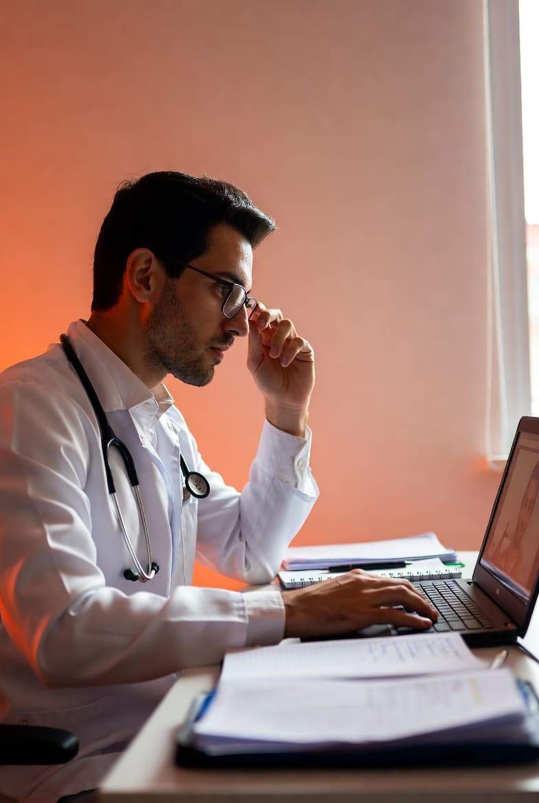 Veterinário no computador